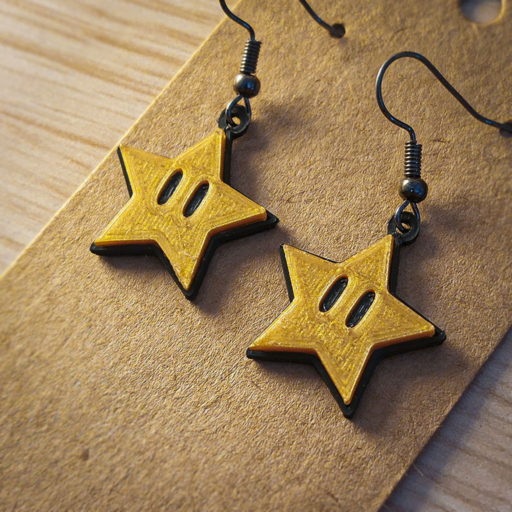 3D Invincibility Star Earrings from Super Mario - Fun Gamer Jewelry